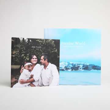 Layflat photo album with family photos