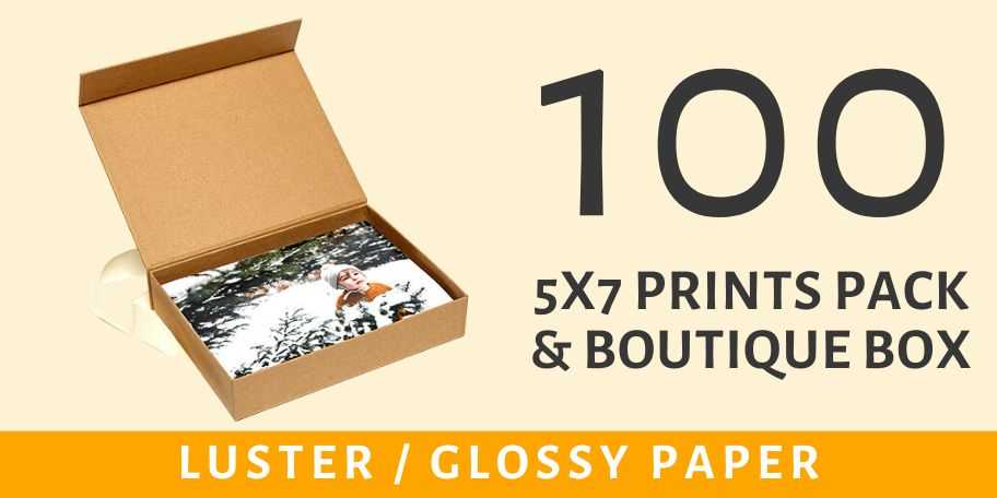 100 5x7" Prints with Boutique Packaging