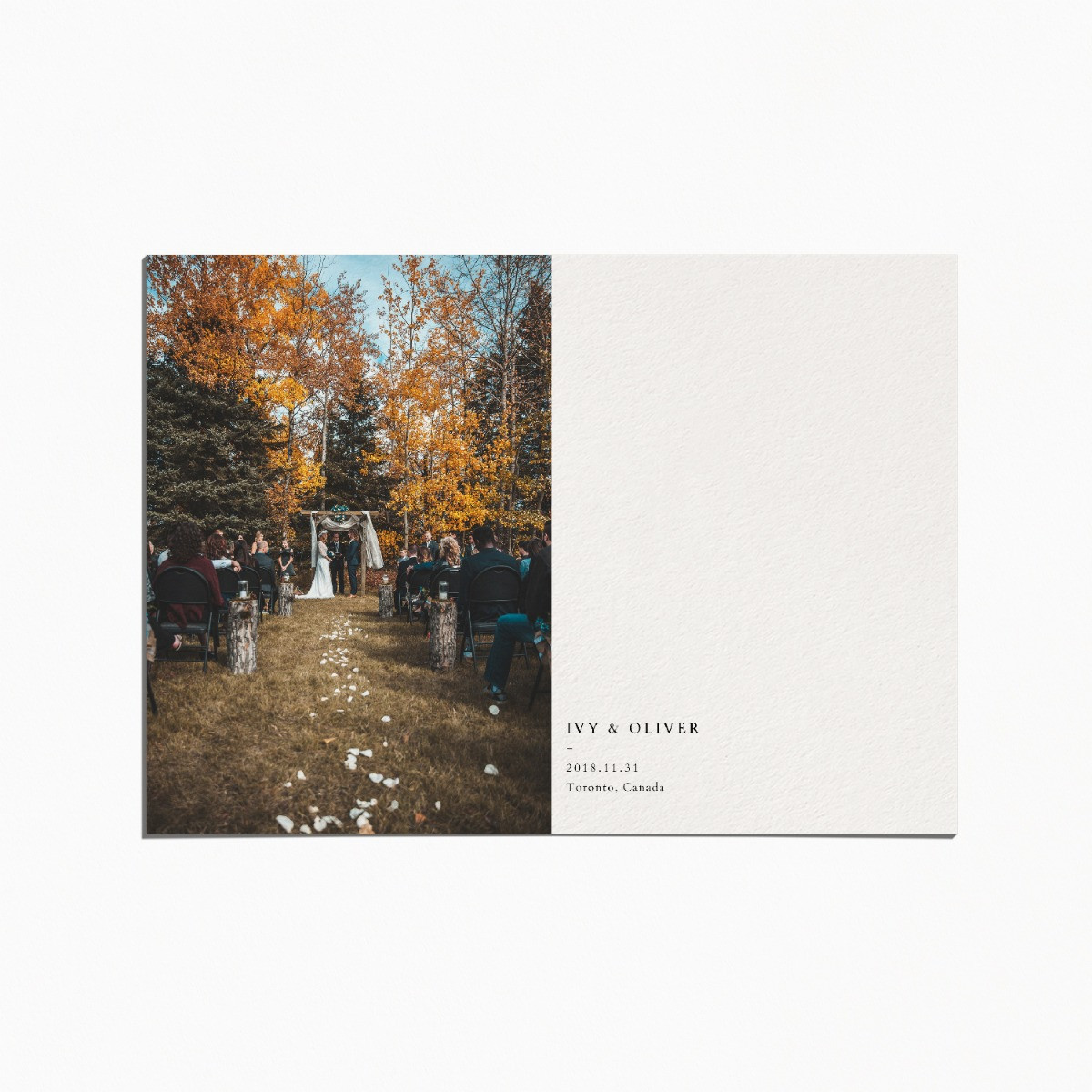 thank you card with an image of a wedding ceremony