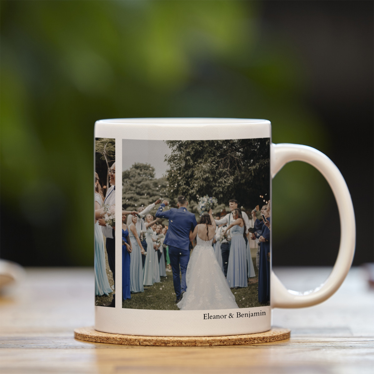 Mug with 3 images of a couple on their wedding day