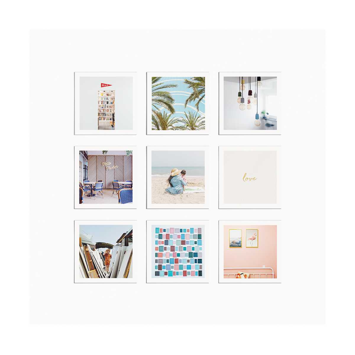 photo card set of 9 depicting various images of summer and the beach