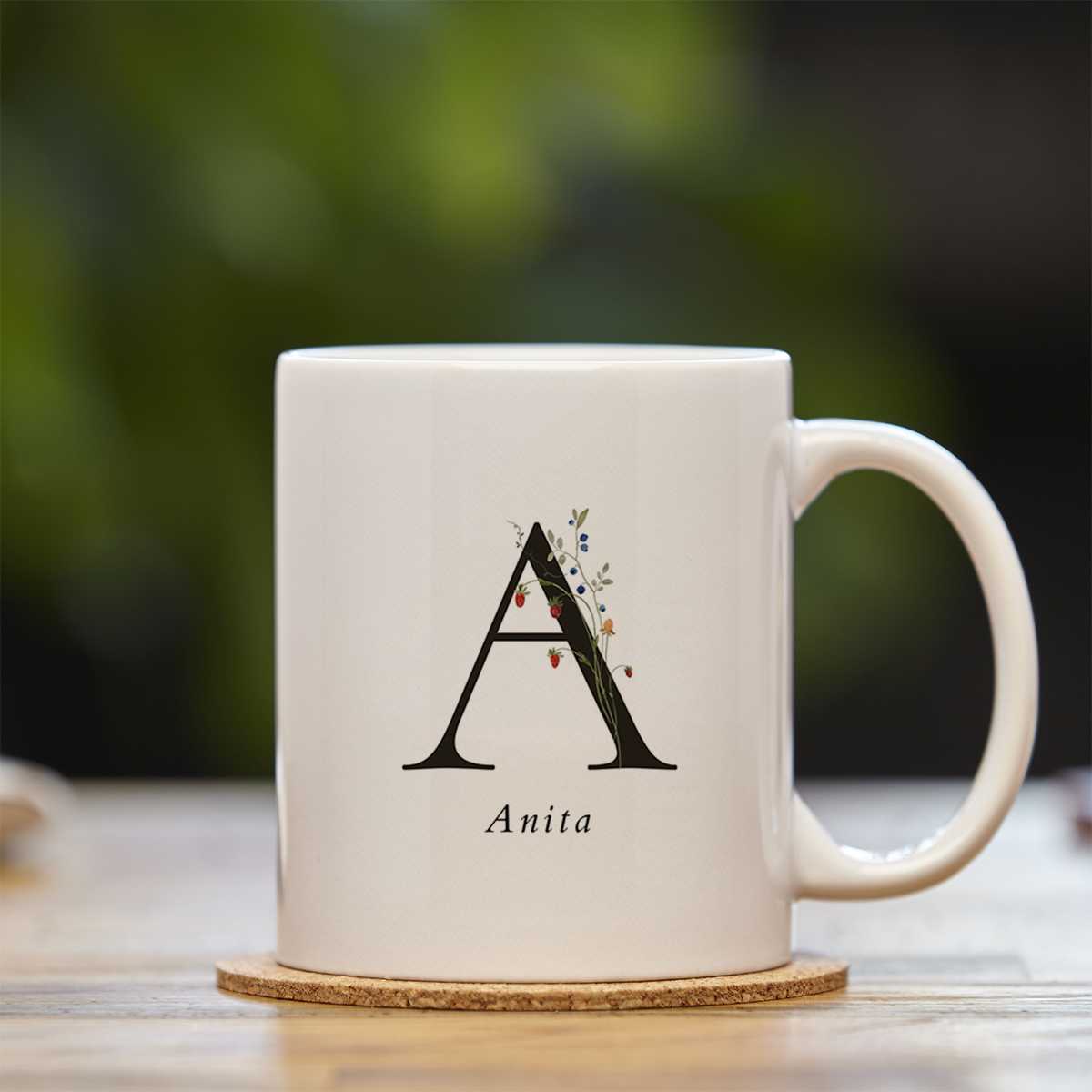 Mug with a stylized letter "A" 
