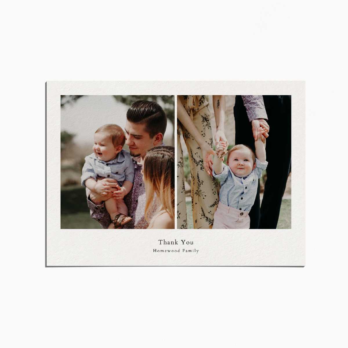 thank you card with two images of a family
