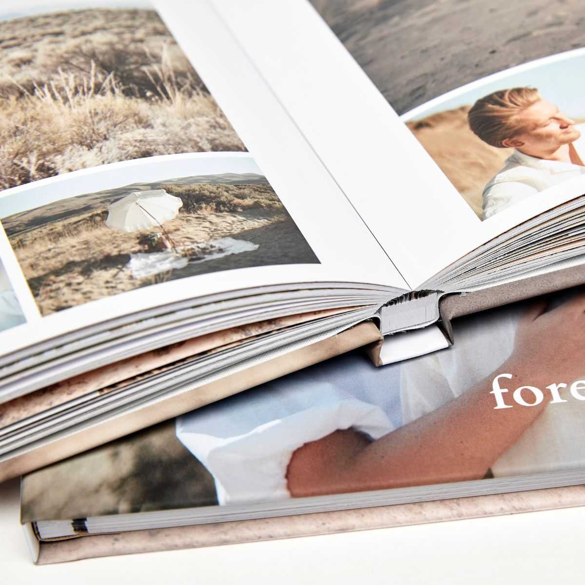 Layflat photo book showing spread